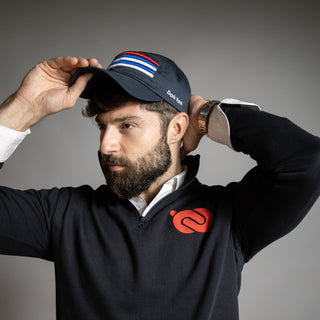 Dark Yarn Nautilus Reserve Dockside Cap, stylish headwear with nautical design, featuring adjustable strap and embroidered logo.