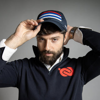 Dark Yarn Nautilus Reserve Dockside Cap, stylish headwear with a nautical design, featuring a comfortable fit and adjustable strap.