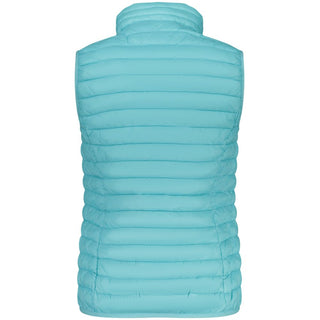 Azzurro Poliammide women's gilet by Norway 1963, featuring a lightweight, sleeveless design in pastel blue fabric.