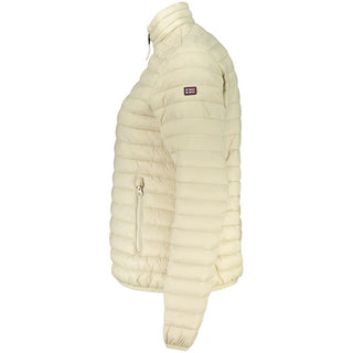 Beige polyamide women's jacket by Norway 1963, shown with front zipper and collar, lightweight and stylish outerwear.