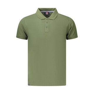 Green cotton men's polo shirt by Norway 1963, featuring a classic collar and short sleeves.