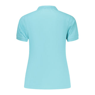 Azzurro Cotton Women's Polo by Norway 1963, showcasing a classic fit and button-up design in a light blue shade.