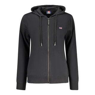Black cotton women's sweatshirt by Norway 1963, featuring a comfortable fit and classic design.