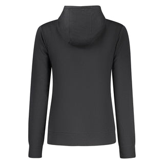 Black cotton women's sweatshirt by Norway 1963, featuring a relaxed fit and crew neckline, displayed flat on a white background.