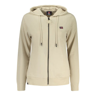Beige cotton women's sweatshirt by Norway 1963, featuring a relaxed fit and crew neckline, displayed on a white background.