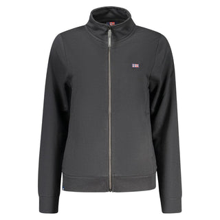 Black cotton women's sweatshirt by Norway 1963, featuring a relaxed fit and classic crewneck design.