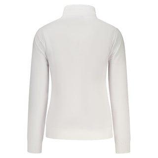 White cotton women's sweatshirt by Norway 1963, featuring a comfortable fit and classic design, shown on a model.