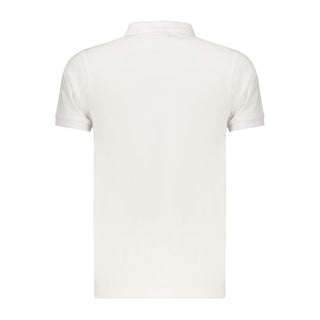 Blue cotton women's polo shirt from Norway 1963 with a classic collar and short sleeves, displayed on a plain background.