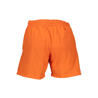 Orange nylon men's swimwear by Norway 1963 featuring a sleek, fitted design and adjustable waistband.