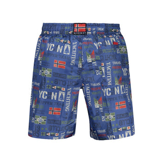Blue polyester men's swimwear by Norway 1963, featuring a comfortable fit and stylish design for beach and pool wear.
