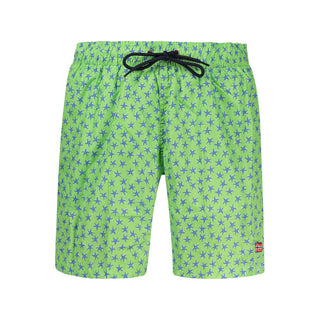 Green polyester men's swim shorts by Norway 1963 with a relaxed fit and drawstring waist.