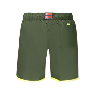 Green polyamide men's shorts by Norway 1963 with a relaxed fit and adjustable waistband, suitable for casual outdoor wear.