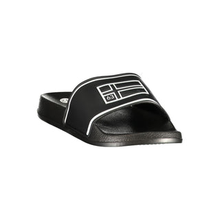 Black polyurethane men's slipper with slip-on design from Norway 1963, featuring a comfortable and casual indoor footwear style.