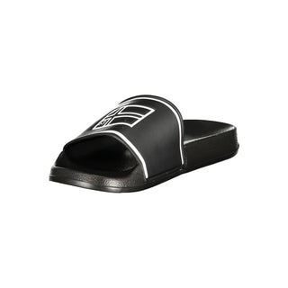 Black polyurethane men's slipper by Norway 1963 featuring a comfortable slip-on design and soft interior.