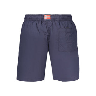Blue polyamide men's swim boxer by Norway 1963, featuring a snug fit and quick-drying fabric, suitable for swimming and beach wear.