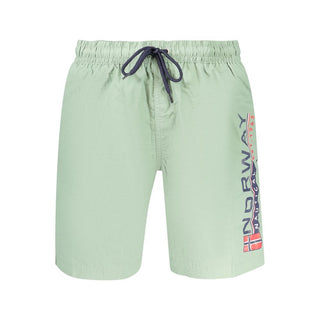 Green polyamide men's swimwear by Norway 1963 featuring a sleek, fitted design suitable for swimming and beachwear.