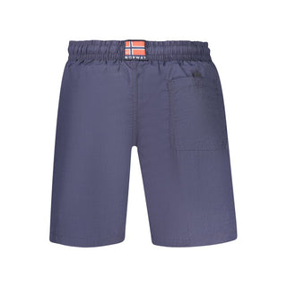 Blue Poliammide men's boxer briefs by Norway 1963, close-up view showing comfortable fit and soft fabric.