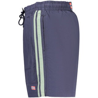 Blue Poliammide men's boxer shorts by Norway 1963, close-up showing soft fabric and comfortable fit.