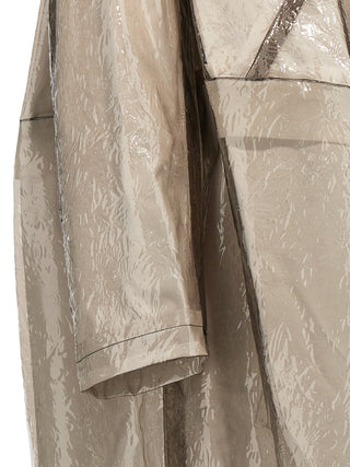 Gray polyethylene coat by Comme Des Garçons, showing the sleek, minimalist design with a smooth fabric finish.