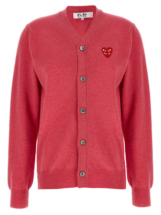 Multicolor wool cardigan by Comme Des Garçons Play featuring vibrant knit patterns and a cozy, stylish fit.