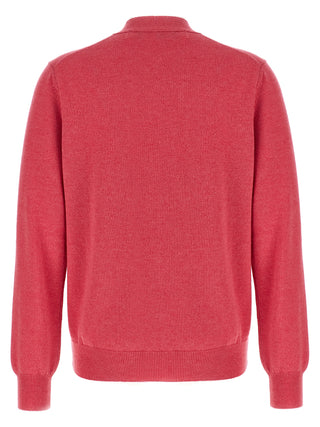 Multicolor wool cardigan by Comme Des Garçons Play featuring a vibrant, cozy knit design and button closure.