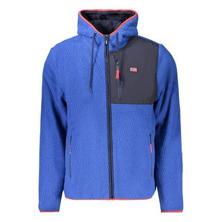 Blue polyester men's sweatshirt from Norway 1963 with a relaxed fit and ribbed cuffs, shown on a plain background.