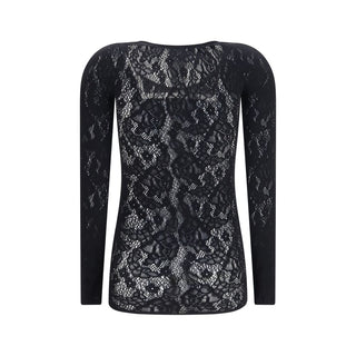 Black Wolford polyamide shirt with long sleeves and a fitted style, featuring a smooth, sleek fabric for a modern look.