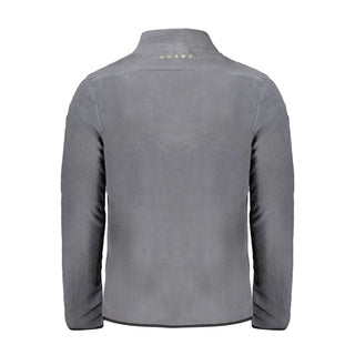 Gray polyester men's sweatshirt by Norway 1963, featuring a casual fit and crew neckline, displayed on a hanger.