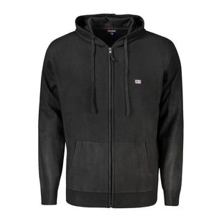 Black polyamide men's cardigan by Norway 1963, featuring a cozy knit design and button closure.