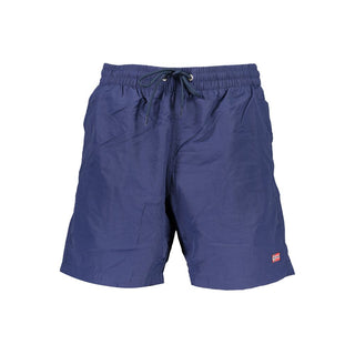 Blue polyamide men's swim boxer from Norway 1963, featuring a snug fit and quick-drying fabric.