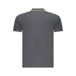 Gray cotton men's polo shirt by Norway 1963, shown flat with collar and short sleeves.