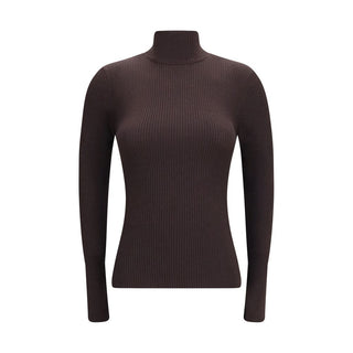 Brown wool turtleneck sweater by Wolford, Oves Aries style, featuring a cozy fit and classic design.