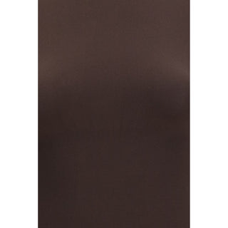 Brown Wolford polyamide bodysuit with long sleeves and seamless design, shown on a model against a neutral background.