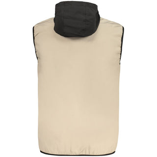 Brown polyester men's vest by Norway 1963, featuring a sleek design and button closure.