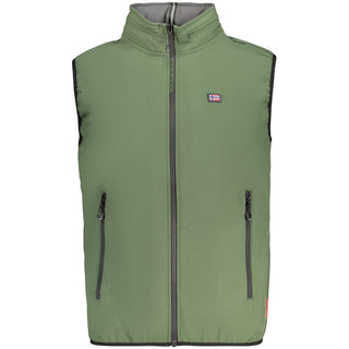 Men's Verde polyester vest by Norway 1963, featuring a smooth fabric and classic fit, front zipper closure, and sleeveless design.