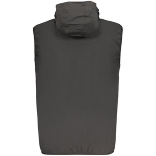 Black polyester men's vest by Norway 1963, featuring a sleek front design and comfortable fit.