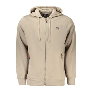 Brown cotton men's hoodie from Norway 1963, featuring a casual fit and front pocket, displayed on a plain background.