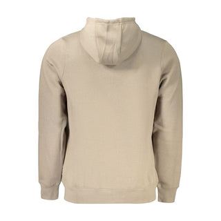 Brown cotton men's hoodie by Norway 1963 featuring a casual fit and fleece lining, shown on a mannequin.