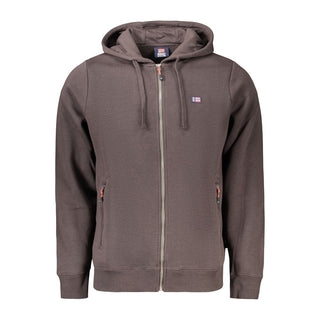 Brown cotton men's sweatshirt by Norway 1963 with a relaxed fit and ribbed cuffs, displayed on a plain background.