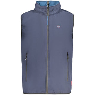 Blue polyester men's vest by Norway 1963, lightweight and stylish, featuring a front zipper and classic design.