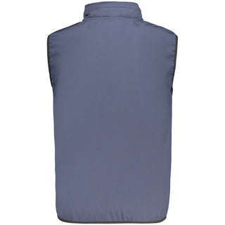 Blue polyester men's vest by Norway 1963, featuring a sleek design and front button closure.