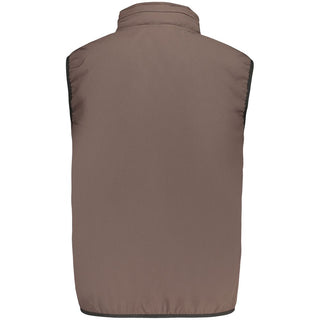 Brown polyester men's vest by Norway 1963, featuring a sleek design and front zipper, suitable for casual or outdoor wear.