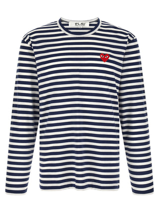 Multicolor cotton T-shirt by Comme Des Garçons Play featuring a playful logo design on the front.