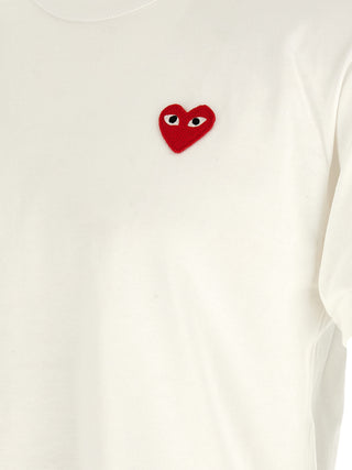 White cotton T-shirt by Comme Des Garçons Play featuring a simple, classic design and soft fabric.