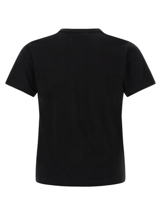 Black cotton T-shirt by Comme Des Garçons featuring a simple, classic design and soft fabric.