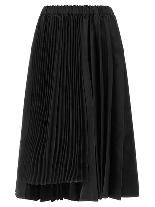 Black polyester long skirt by Comme Des Garçons, featuring a flowing design and waist detail, suitable for stylish, modern outfits.