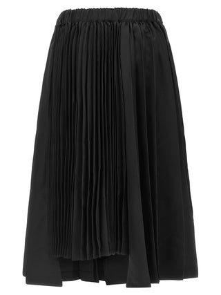 Black polyester long skirt by Comme Des Garçons, featuring a sleek, flowing design with a high waist and minimalist style.