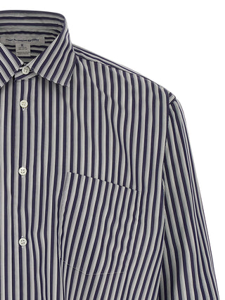 Blue cotton blouse by Comme Des Garçons, featuring a relaxed fit with long sleeves and a classic collar.