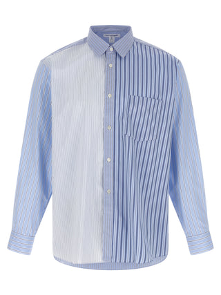 Blue cotton blouse by Comme Des Garçons, featuring a relaxed fit with long sleeves and a classic collar.