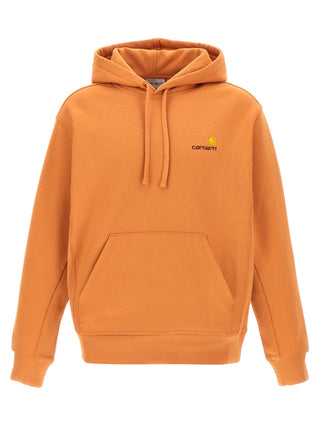 Orange Carhartt Wip cotton sweatshirt with ribbed cuffs and hem, featuring a relaxed fit and classic logo detail.